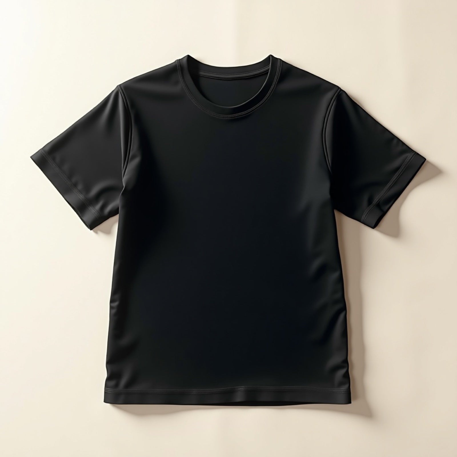 Chill Tee laid flat, Redacted Ink black with cyan contrast stitching