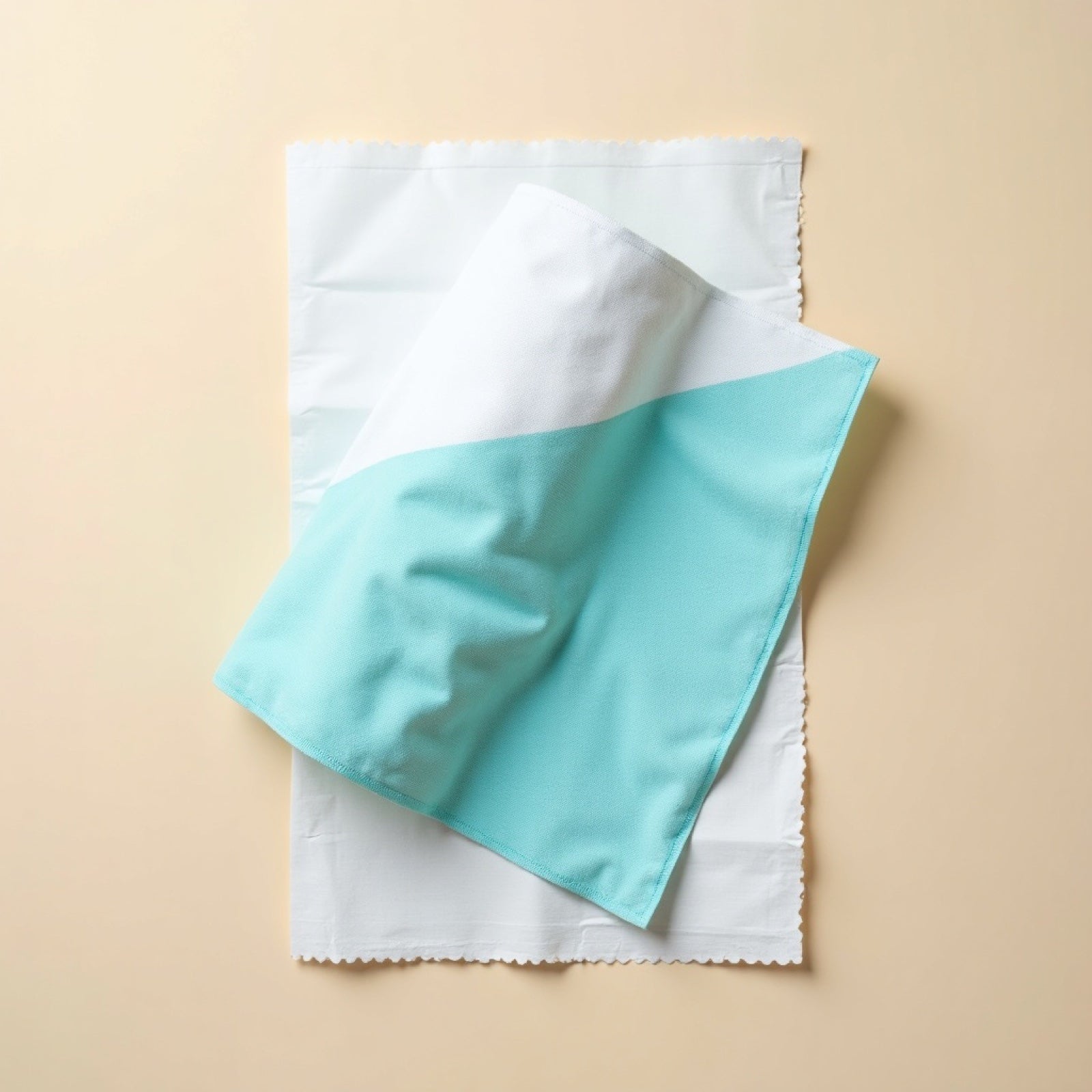 Chill Towel Sport partially rolled, cooling fabric with Slush Cyan band