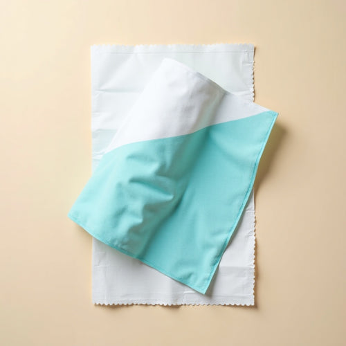 Chill Towel Sport partially rolled, cooling fabric with Slush Cyan band