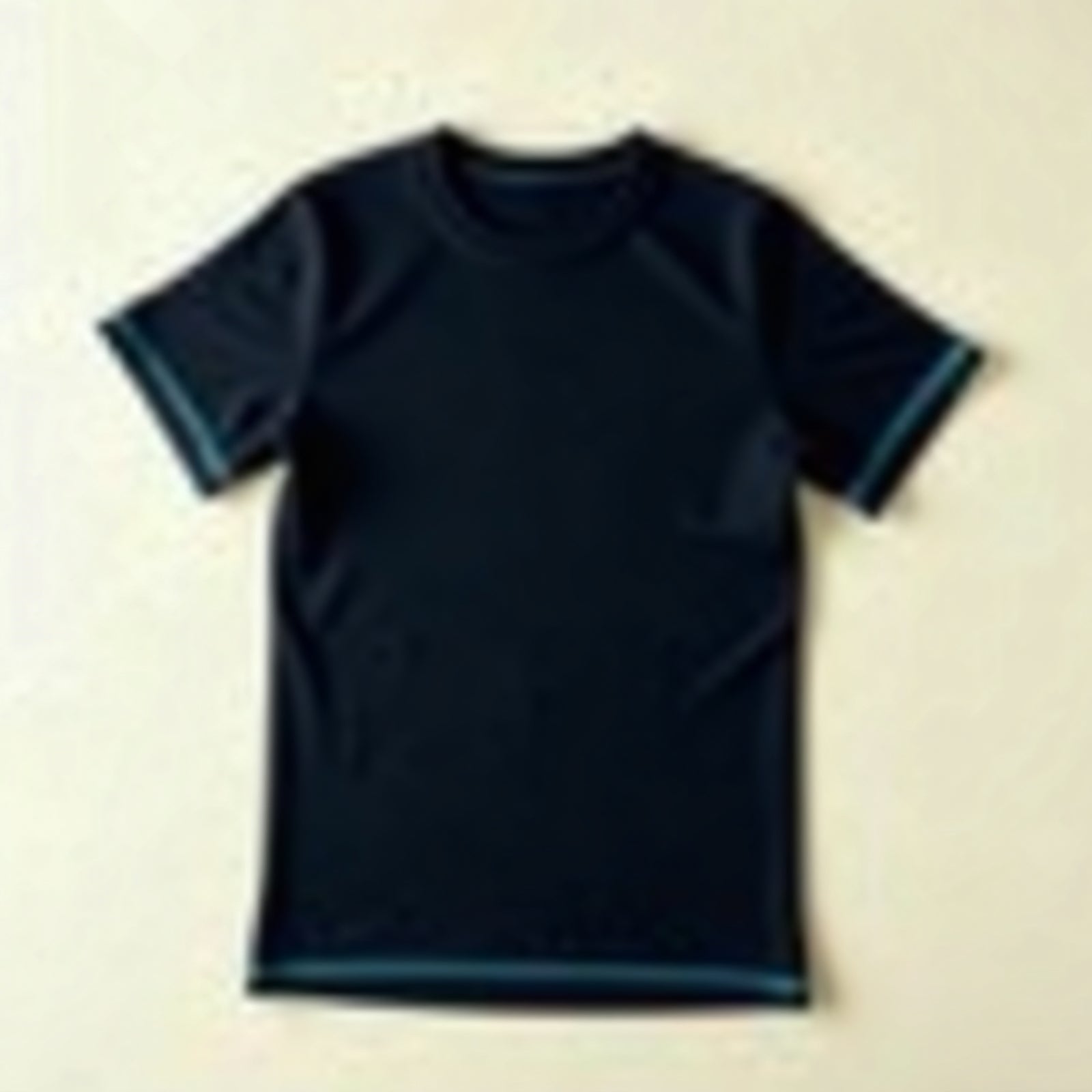Chill Tee flat lay, Redacted Ink black with cyan stitching